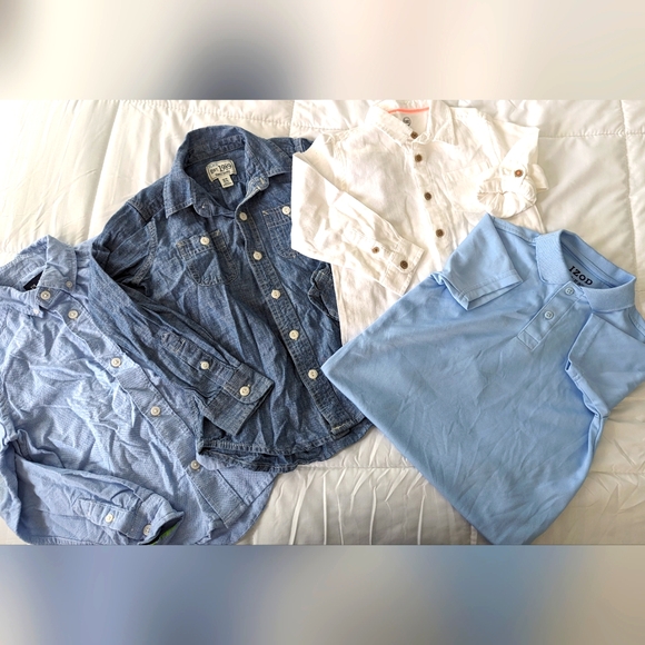 Kids Blue and White Button Down Shirts, size 4 & 5 - Picture 1 of 10